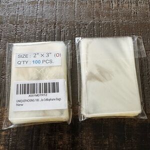 NWT 2 Packages 100 Pcs 2x3 Inches (O) Clear Flat Open-End Cello Cellophane Bags